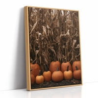Lineup At The Corn Maze, print in a natural wood frame