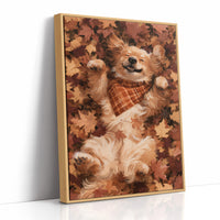 Belly Up, Leaf Pile Approved, print in a natural wood frame