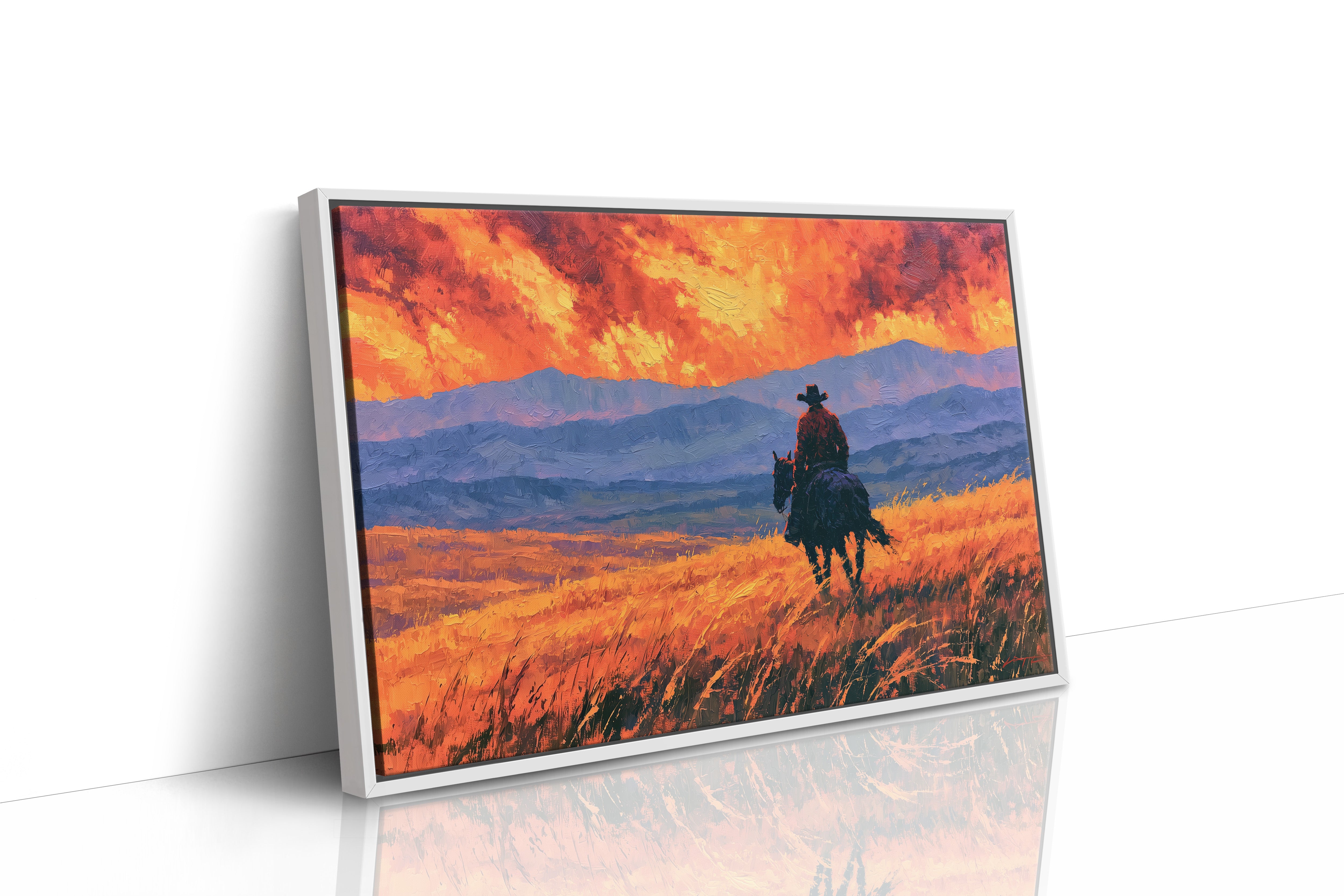 Cowboy Beneath the Crimson Sky