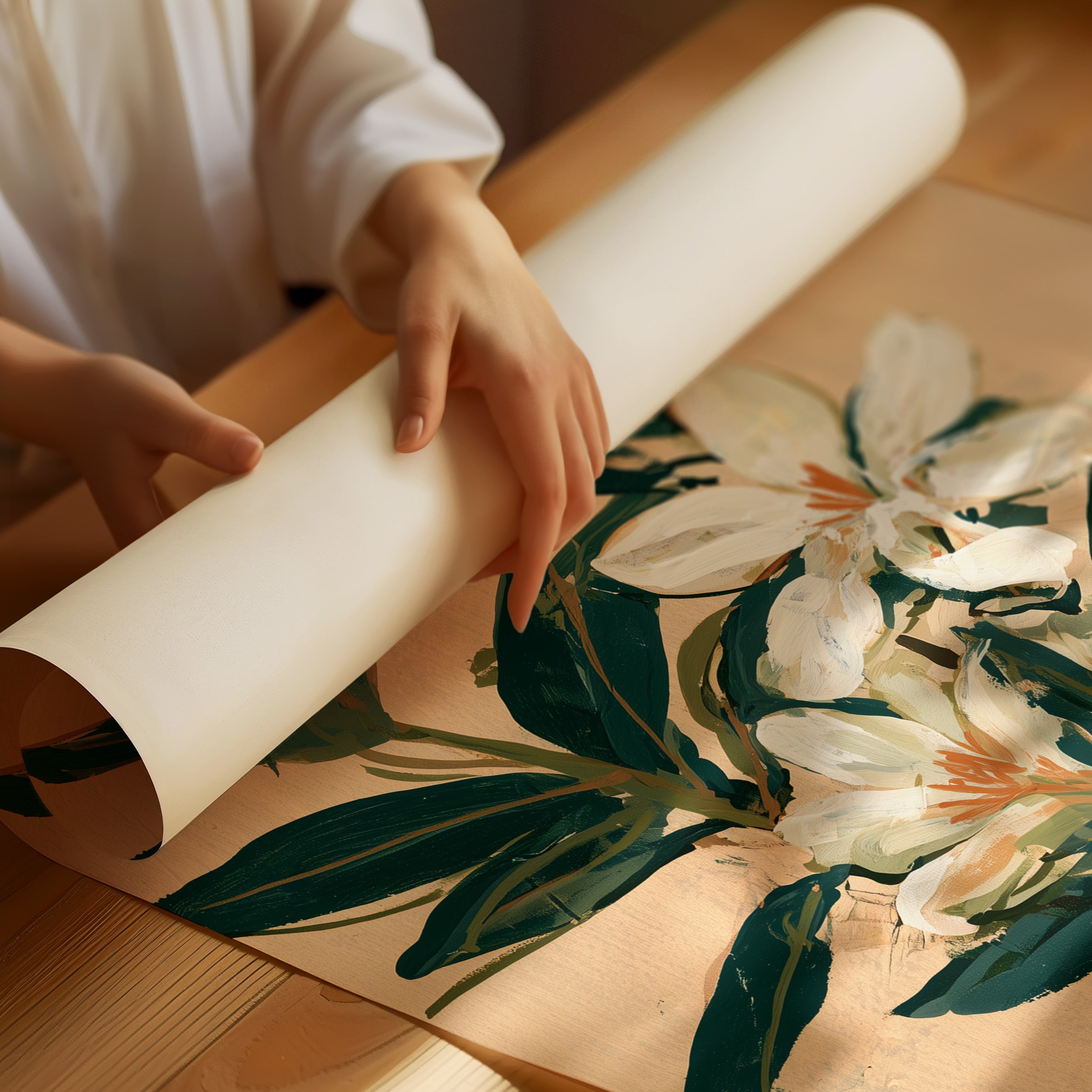 White Lily Botanical Painting