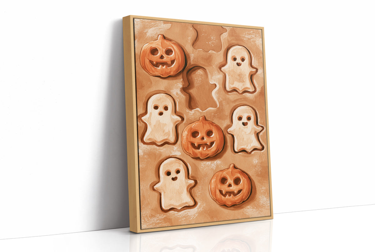 Two Ghosts Already Escaped The Dough, print in a natural wood frame