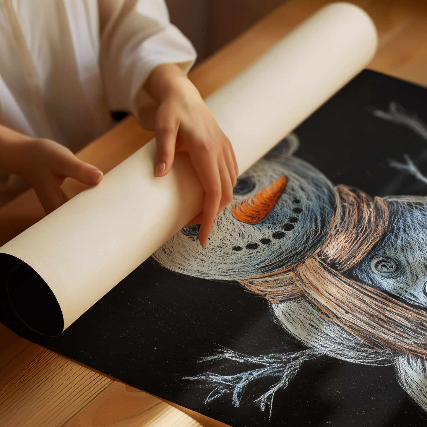 Snowman Tales On Winter Blackboard
