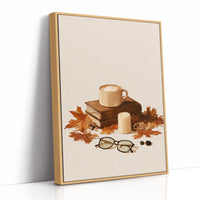 Brewed Awakening Between Chapters, print in a natural wood frame