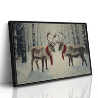 Winter Reindeer Share Crimson Scarves