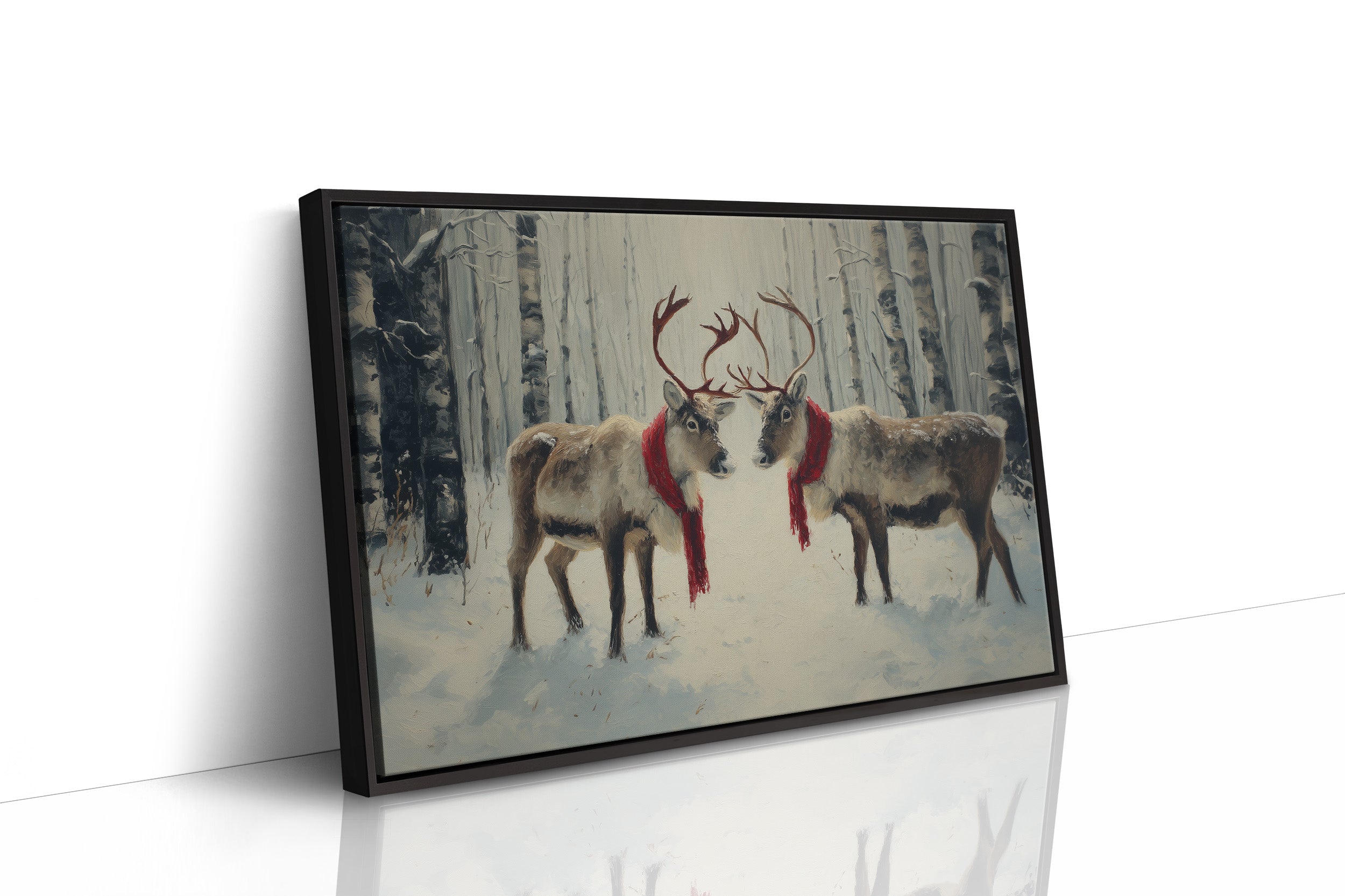 Winter Reindeer Share Crimson Scarves