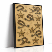 Western Spurs and Stars Vintage Print