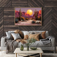 Saguaros Dance Under Golden Moonrise