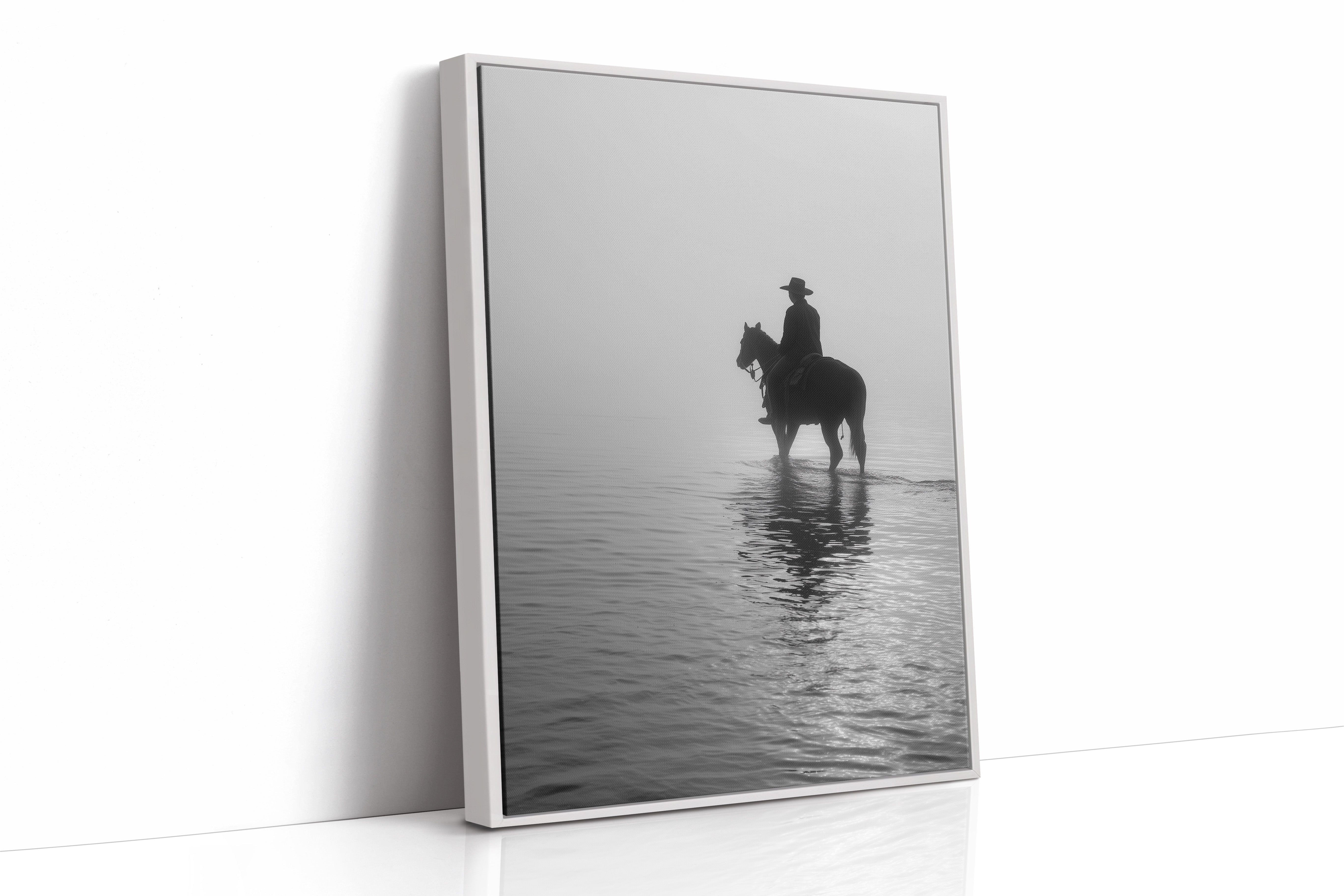 Rider Stands Still In Morning Fog