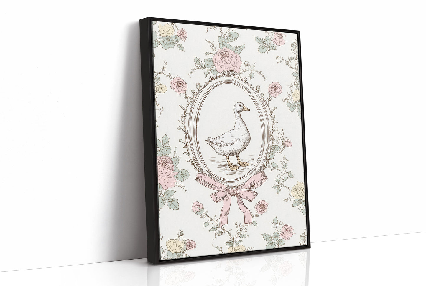 Pastoral Portrait: Duck in Floral Elegance