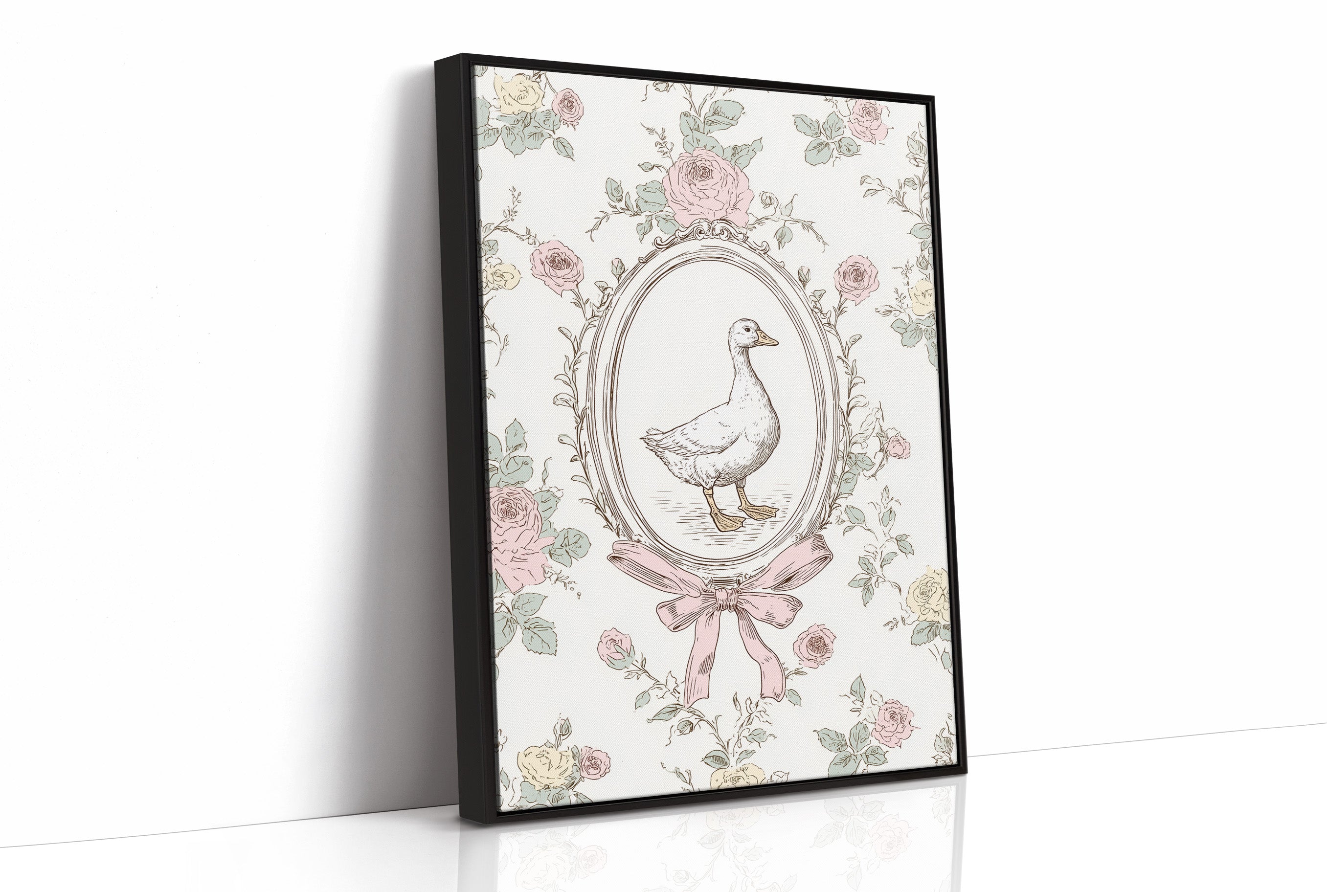 Pastoral Portrait: Duck in Floral Elegance