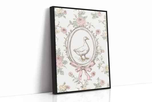 Pastoral Portrait: Duck in Floral Elegance