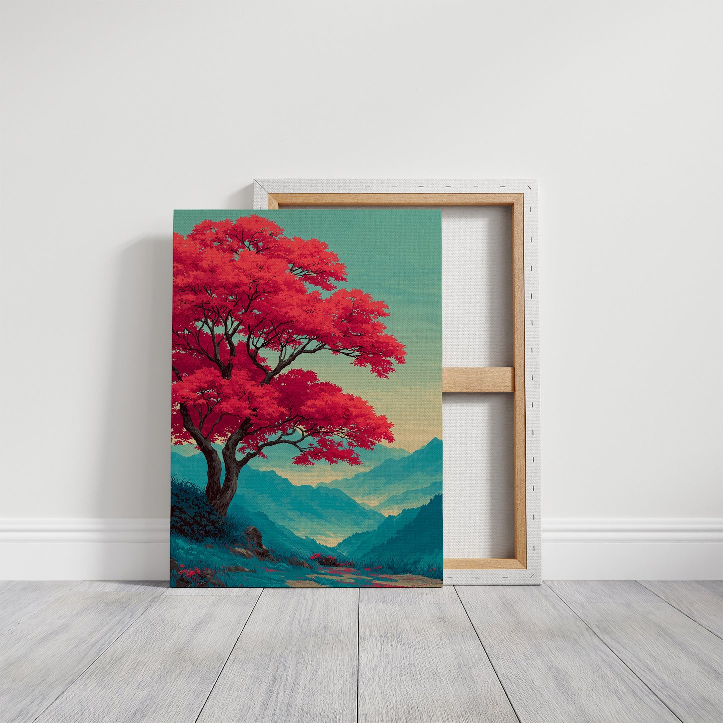 Red Tree, Blue Mountains, Still Morning