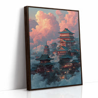 Ancient Temples Touch Sunset Clouds