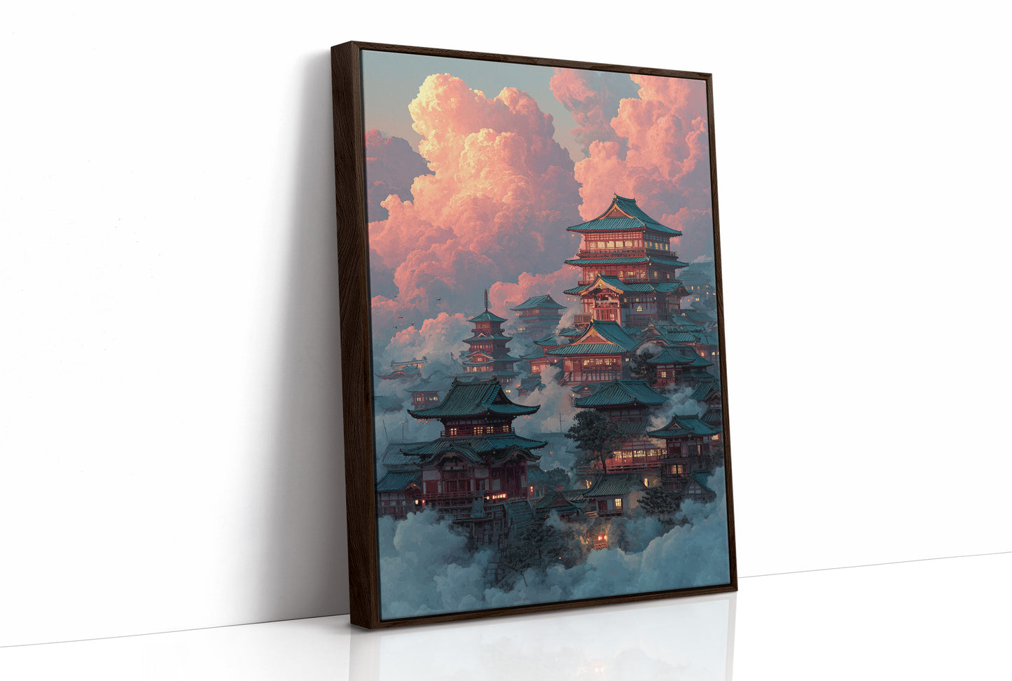 Ancient Temples Touch Sunset Clouds