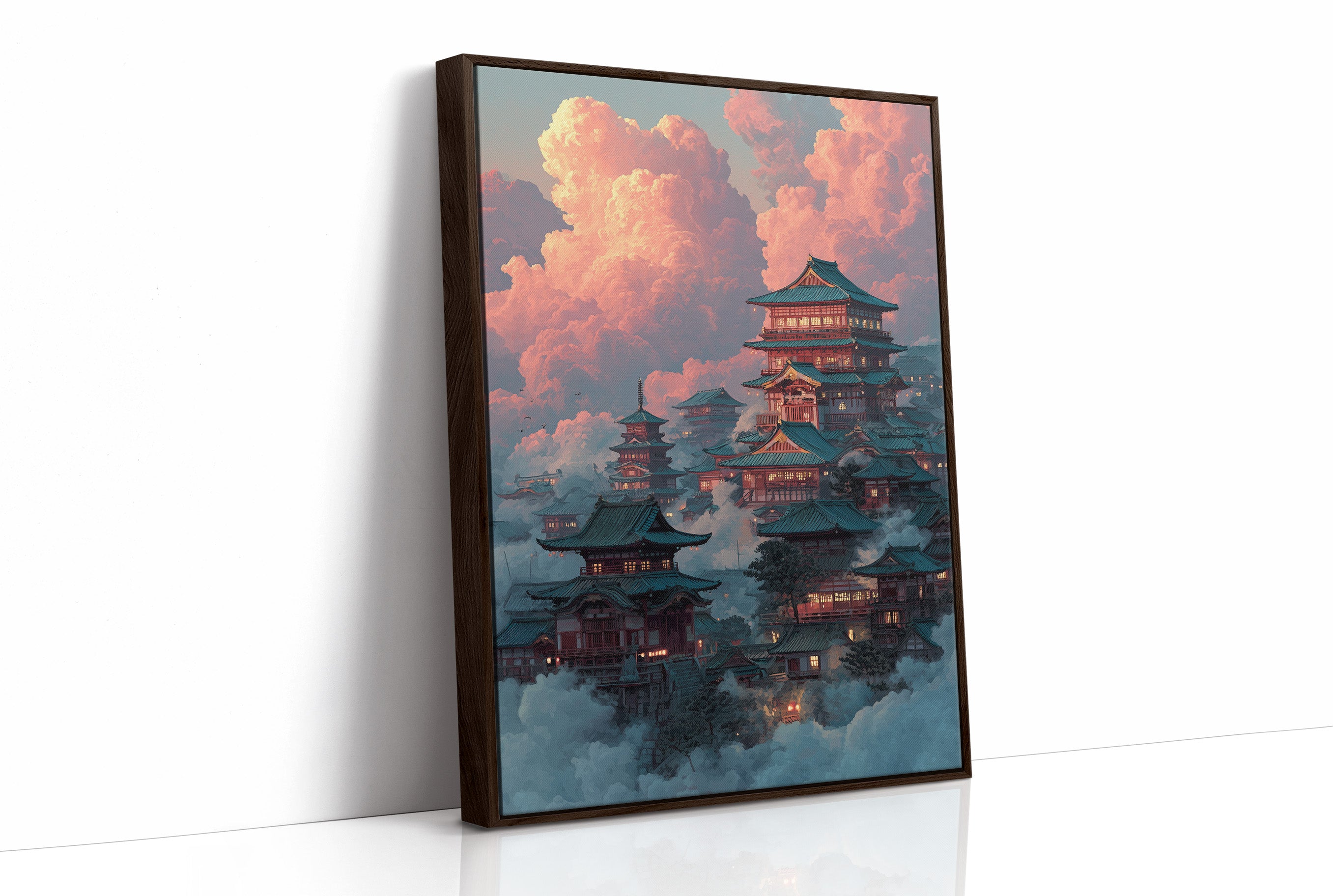 Ancient Temples Touch Sunset Clouds