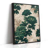 Emerald Blooms on Rustic Canvas
