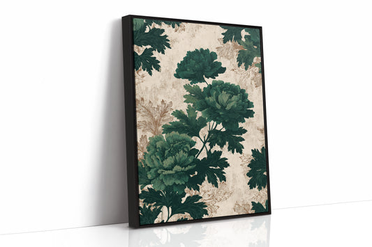 Emerald Blooms on Rustic Canvas