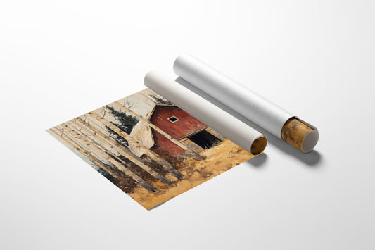 Birch Trees Guard Autumn's Barn