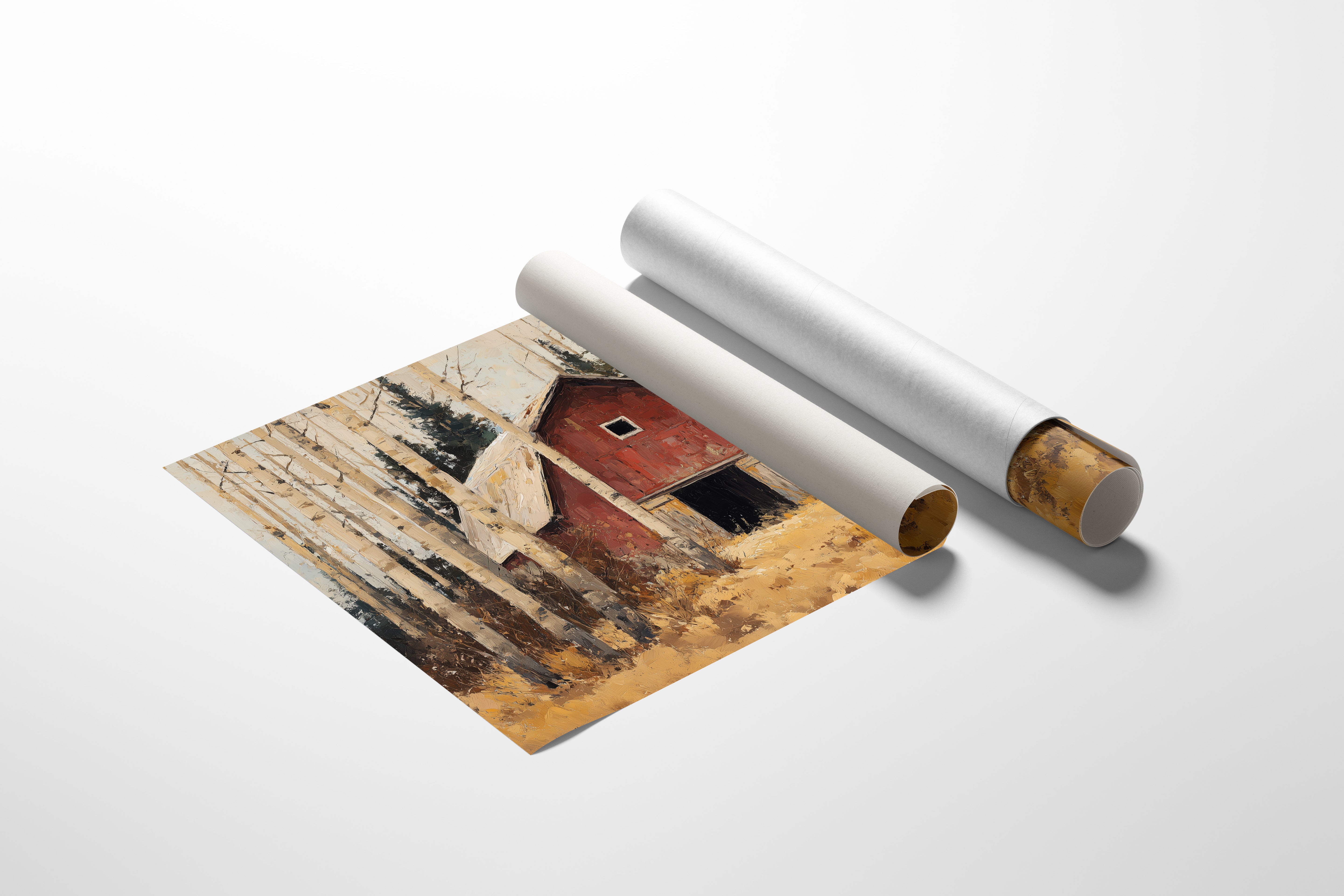 Birch Trees Guard Autumn's Barn