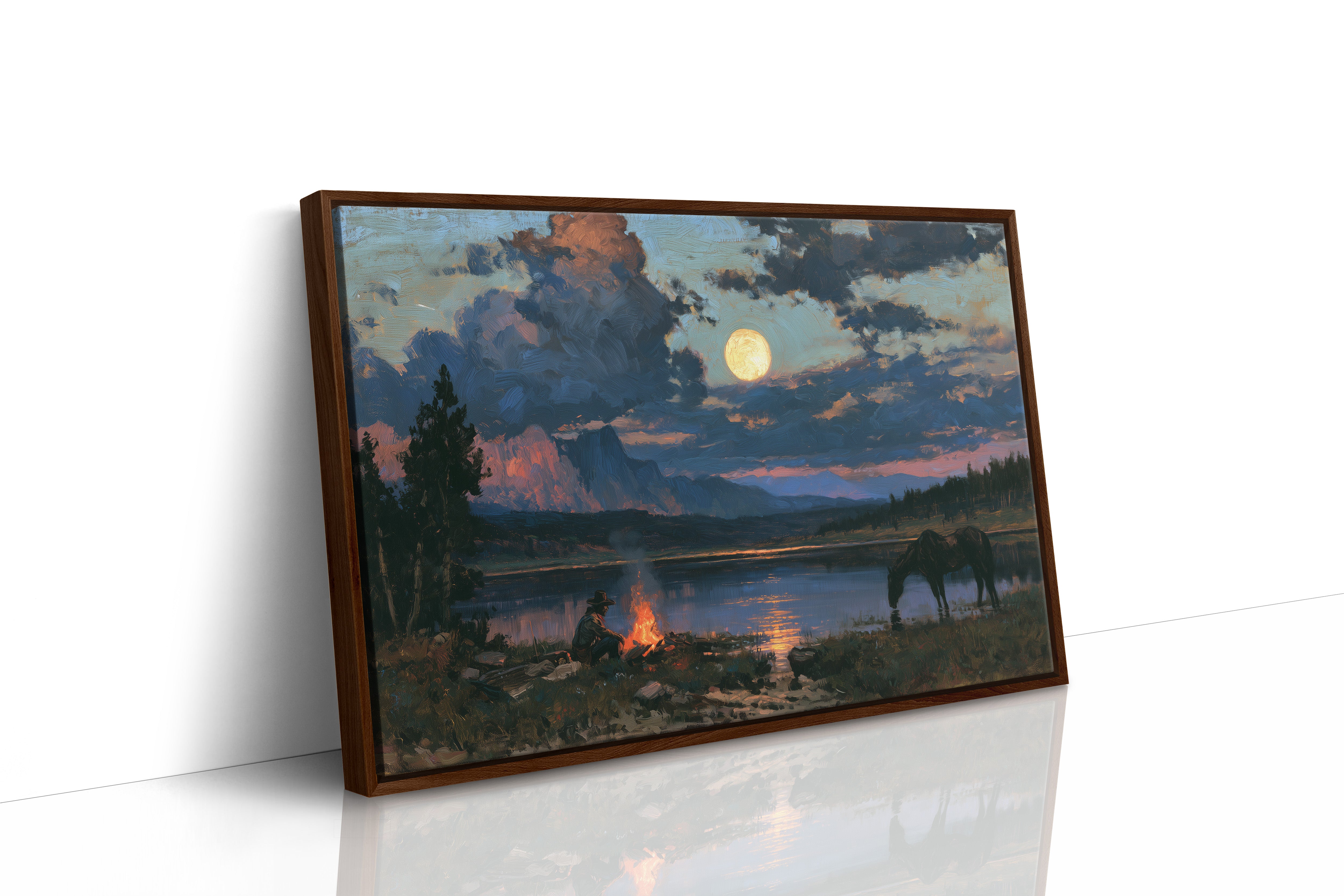 Campfire Under Moonrise