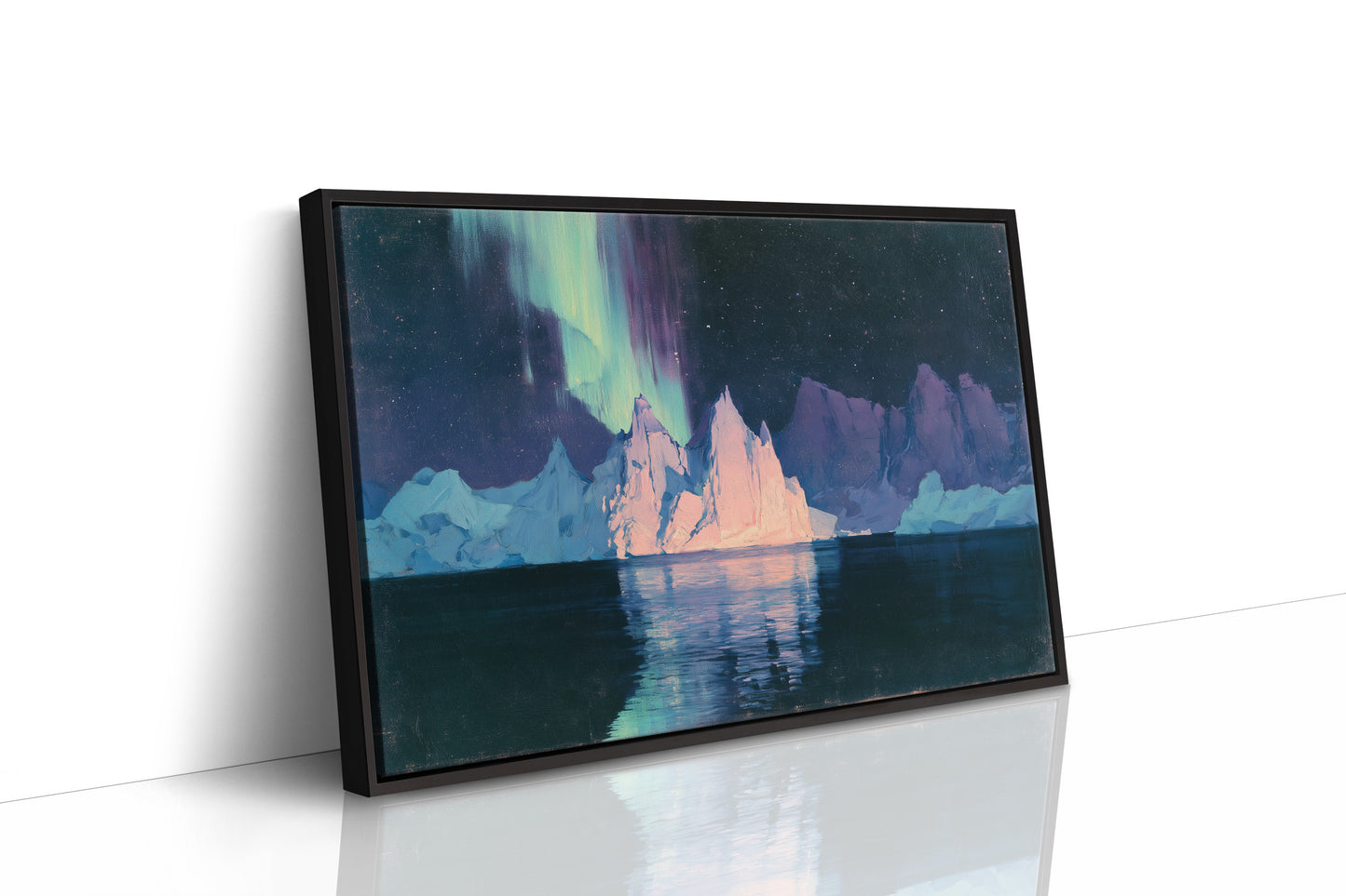 Icebergs Under the Aurora