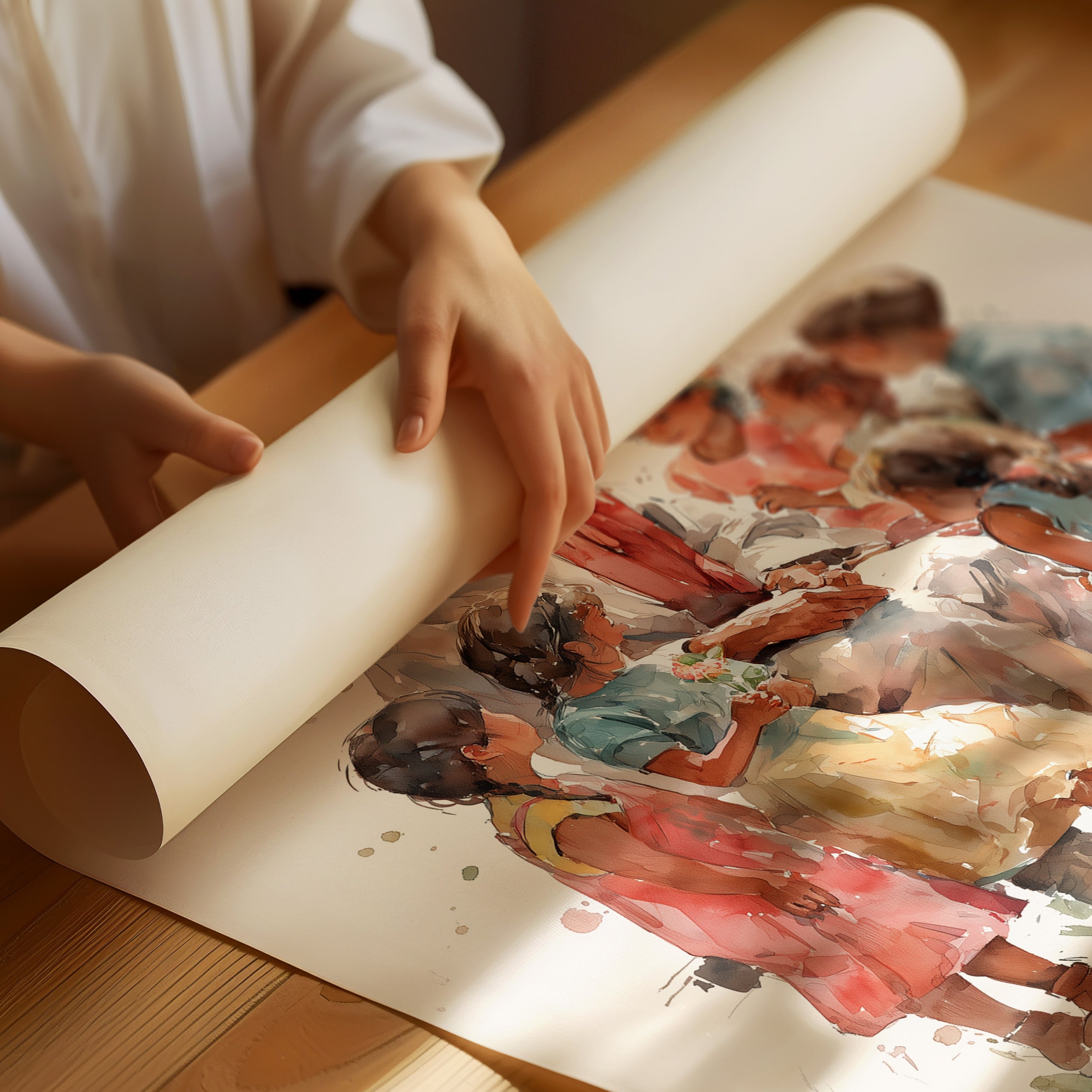 Watercolor Stories On Sunlit Wood