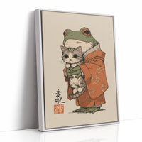 Frog Prince Cuddles Curious Kitten