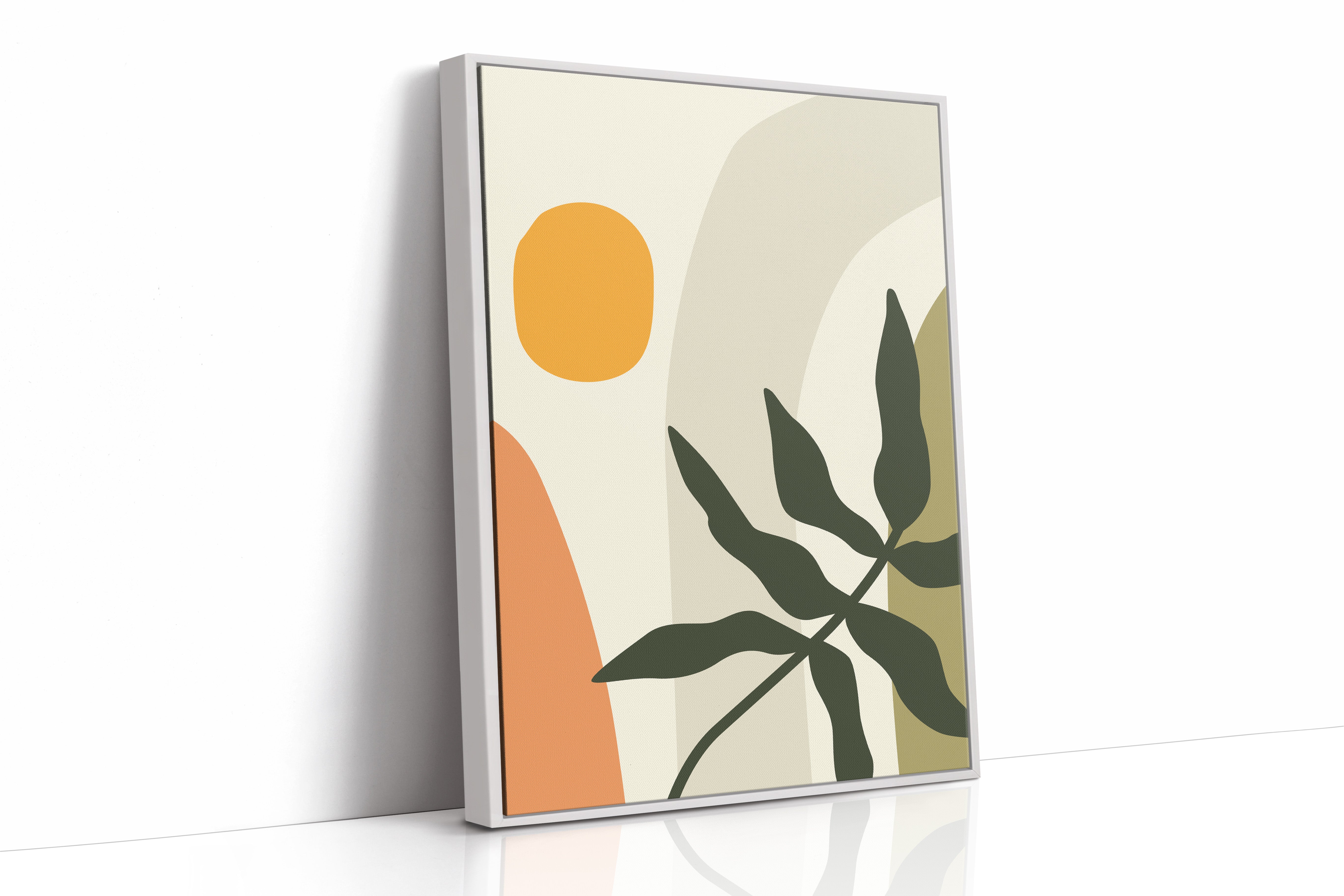 Sunlit Leaves Against Soft Curves
