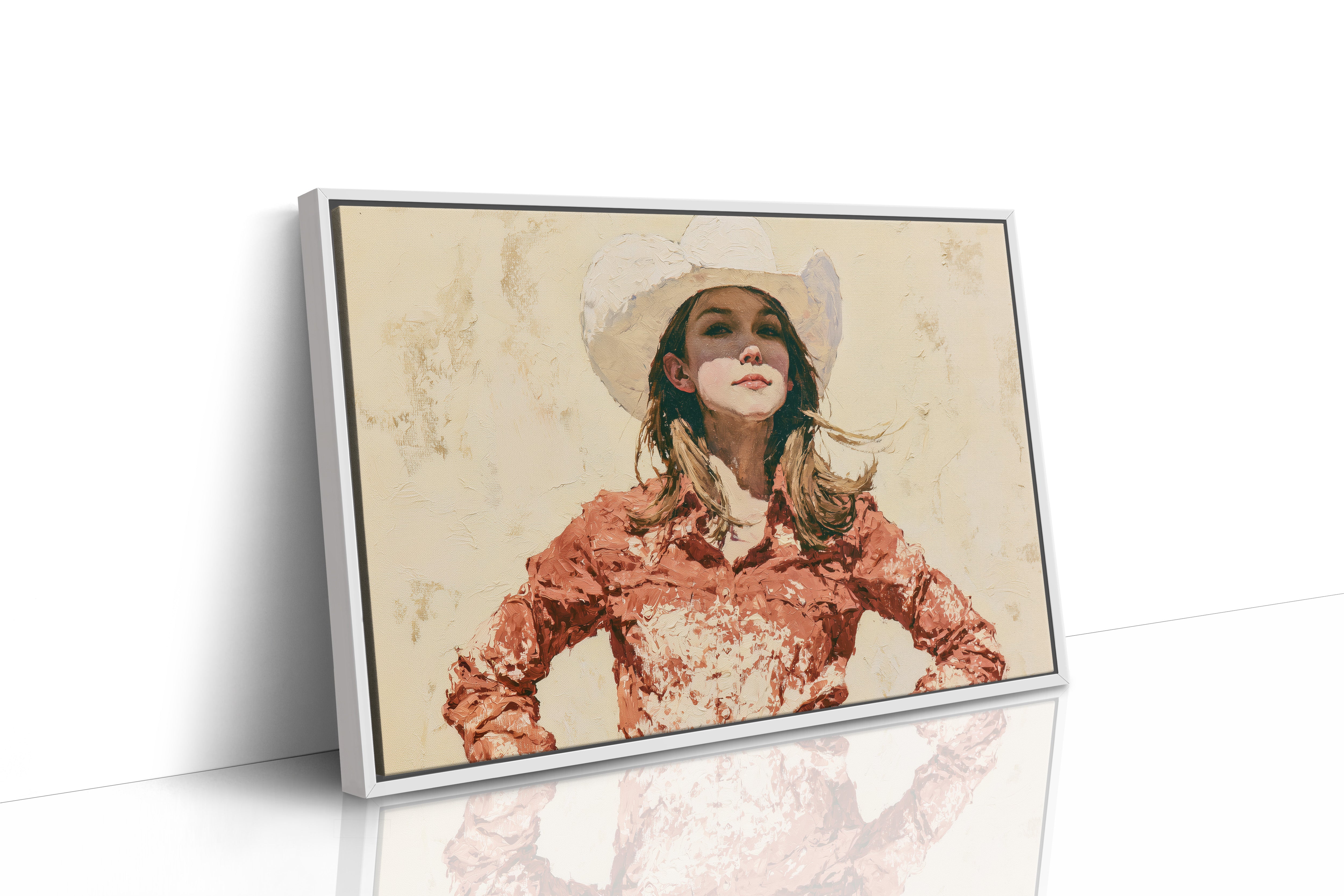 Confident Gaze, Coral Western Shirt