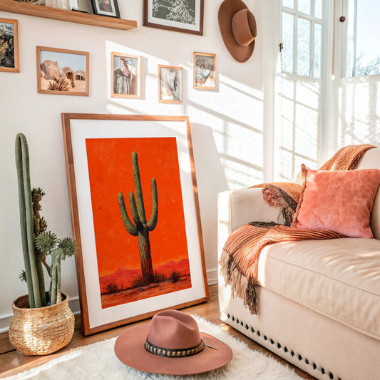 Lone Saguaro Against Desert Flame