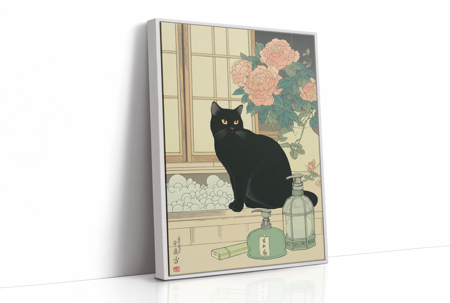 Black Cat Meets Pink Peony Tales