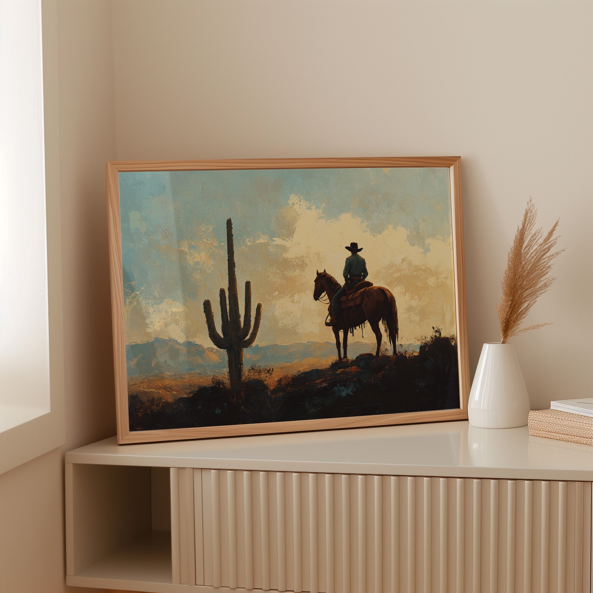 Cowboy Sundown by the Saguaro