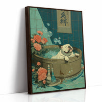 Pug's Bath Among Peach Blossoms