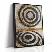 Golden Circles on Weathered Canvas