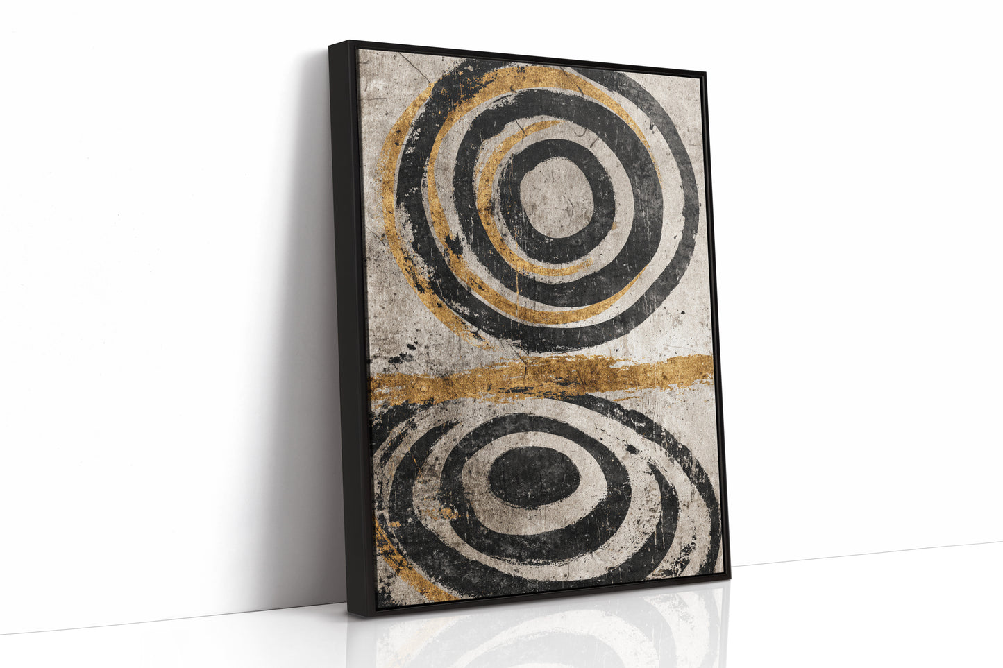 Golden Circles on Weathered Canvas