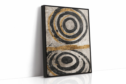 Golden Circles on Weathered Canvas