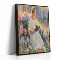 Reading Girl In Sunlit Garden