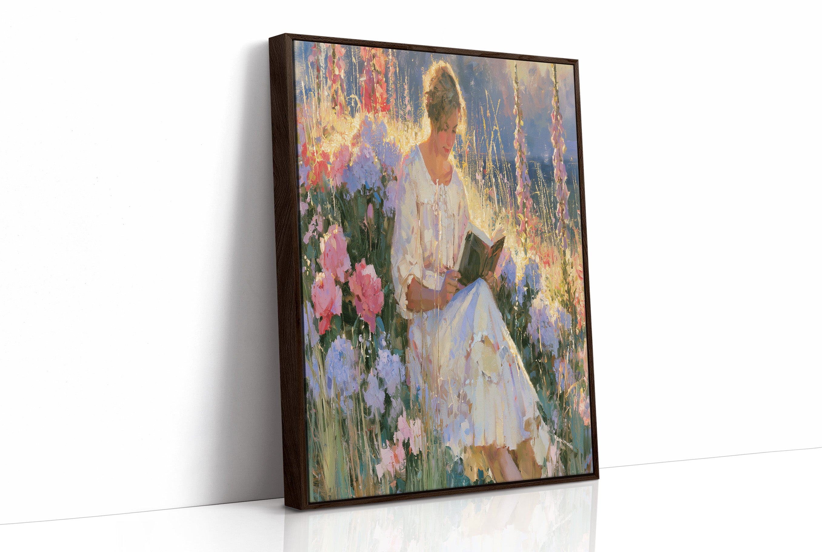 Reading Girl In Sunlit Garden