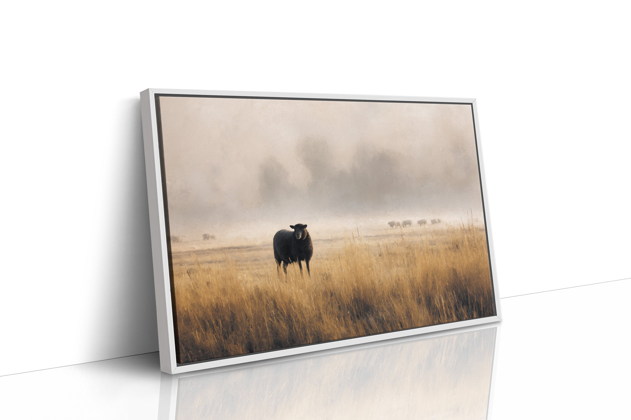 Lone Sheep Among Golden Fields