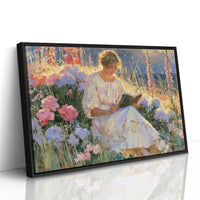 Reading Among Hollyhocks