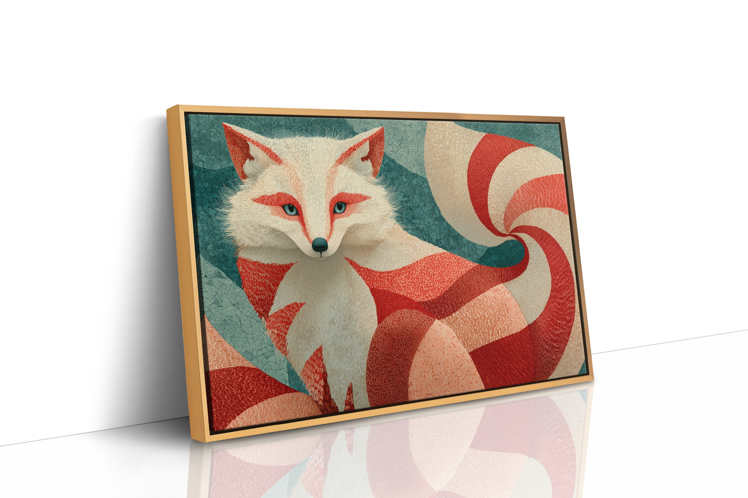 Nine-Tailed Fox in Crimson Swirls