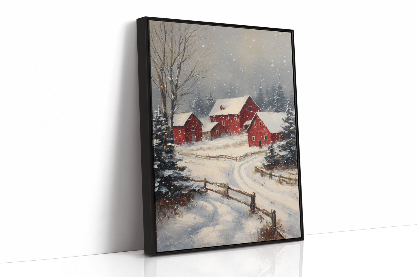 Crimson Cabins Beneath Winter's Veil