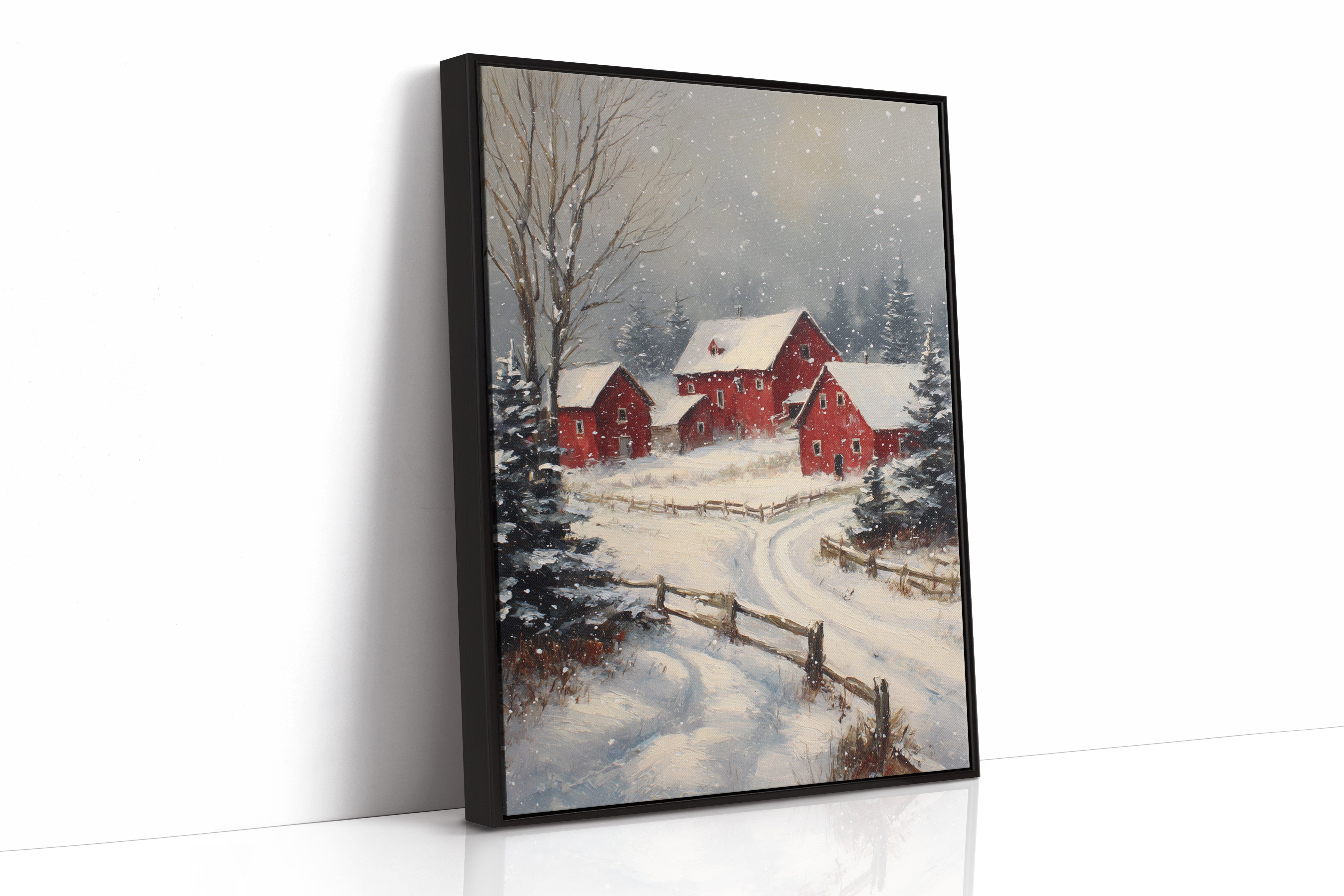 Crimson Cabins Beneath Winter's Veil