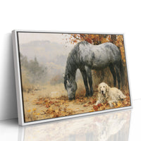 Grey Mare and Golden Retriever, Autumn