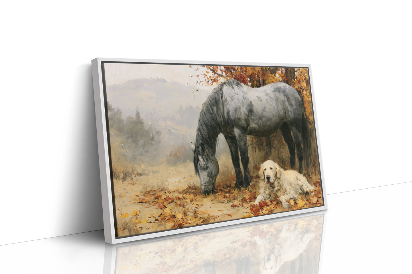 Grey Mare and Golden Retriever, Autumn