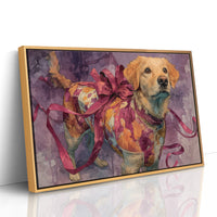 Golden Retriever Wrapped in Ribbon