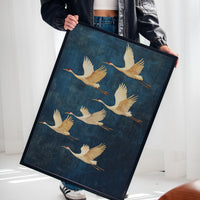 Elegant Sandhill Cranes in Flight – Japanese-Inspired Minimalist Bird Art