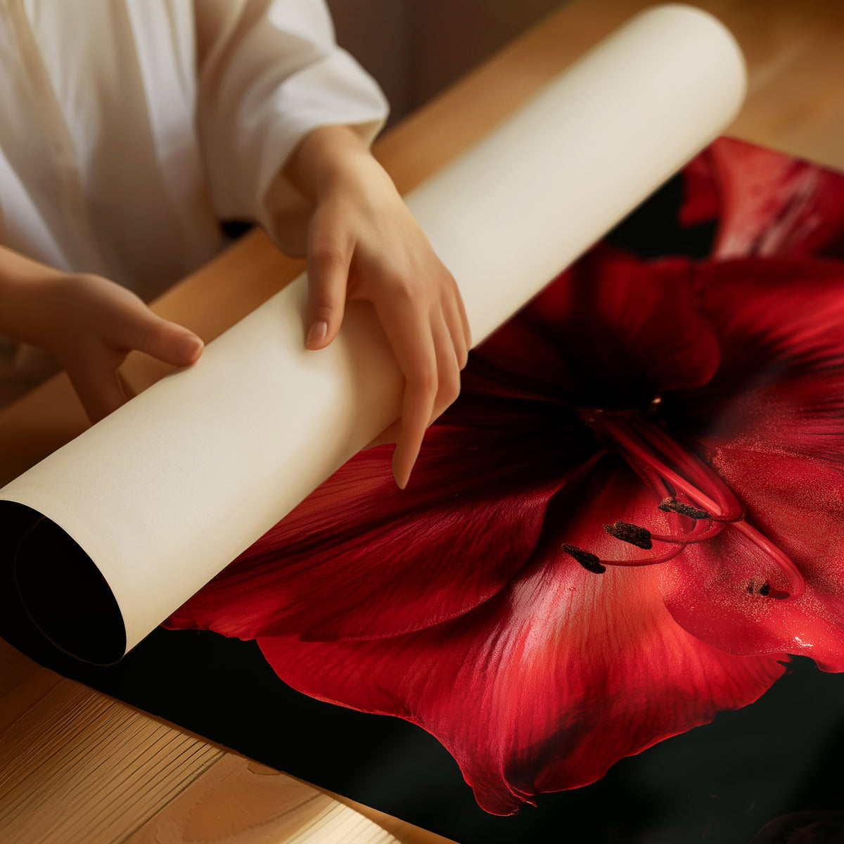 Amaryllis in Full Crimson Bloom