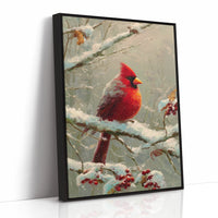 Crimson Among Frosted Branches