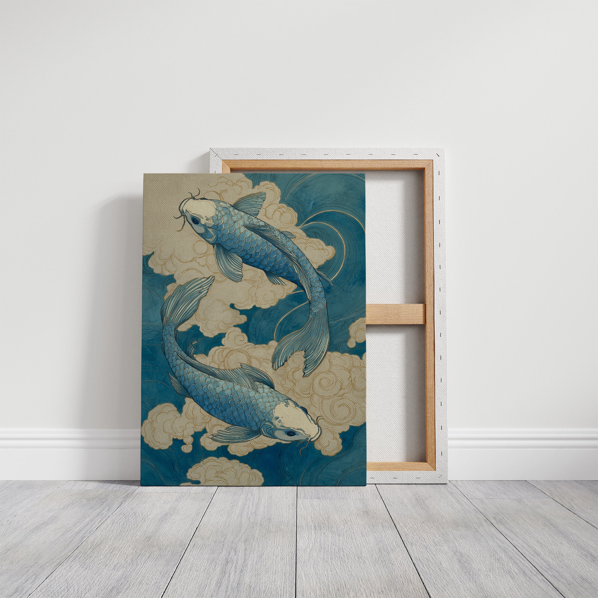 Azure Koi Dance Through Clouds